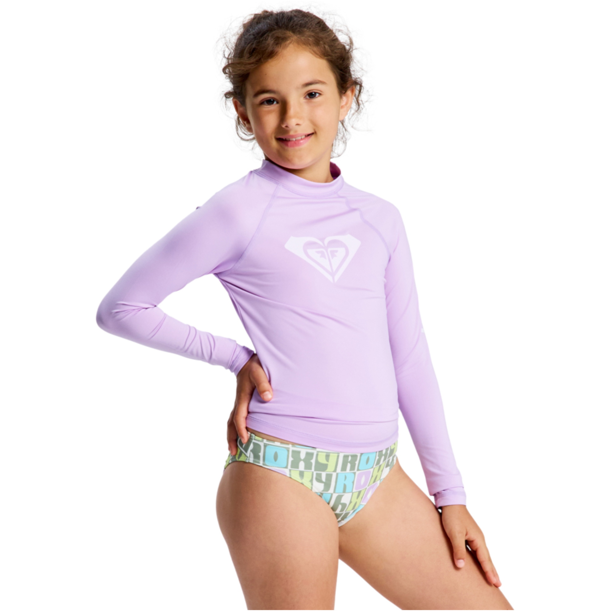 2026 Roxy Junior Whole Hearted Long Sleeve Rash Vest ERGWR03490 - Crocus Petal